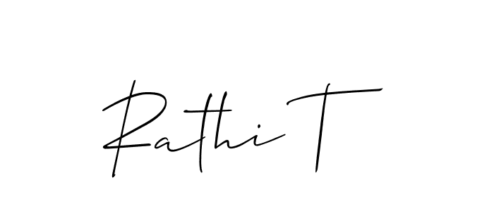 It looks lik you need a new signature style for name Rathi T. Design unique handwritten (Allison_Script) signature with our free signature maker in just a few clicks. Rathi T signature style 2 images and pictures png