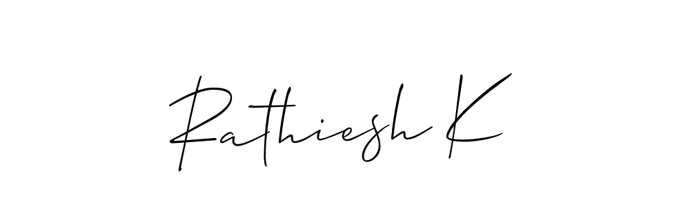 Similarly Allison_Script is the best handwritten signature design. Signature creator online .You can use it as an online autograph creator for name Rathiesh K. Rathiesh K signature style 2 images and pictures png