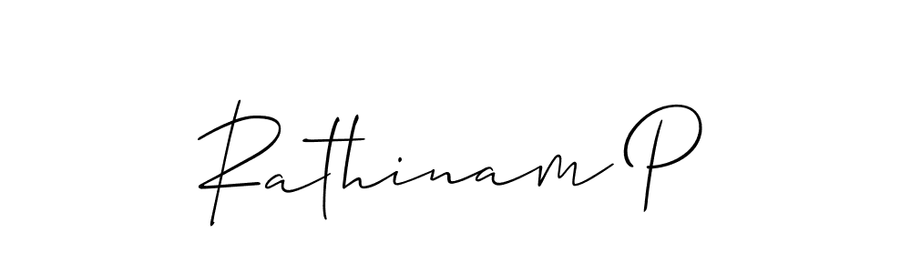 The best way (Allison_Script) to make a short signature is to pick only two or three words in your name. The name Rathinam P include a total of six letters. For converting this name. Rathinam P signature style 2 images and pictures png