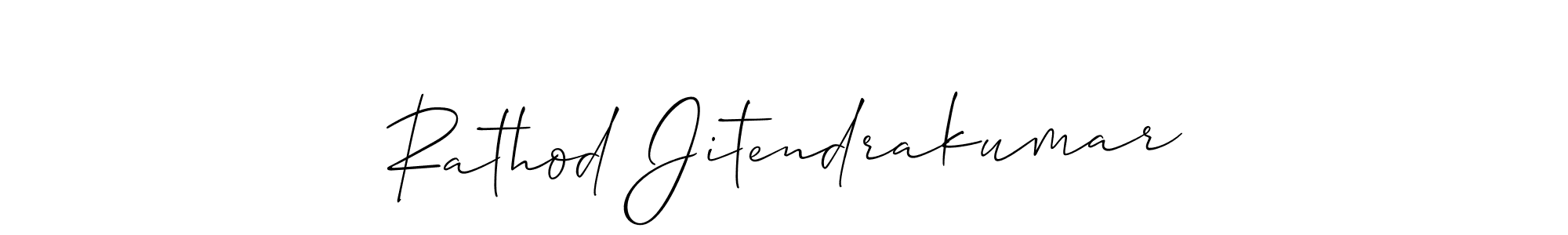 How to make Rathod Jitendrakumar name signature. Use Allison_Script style for creating short signs online. This is the latest handwritten sign. Rathod Jitendrakumar signature style 2 images and pictures png