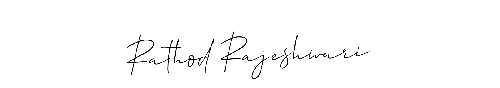 Also we have Rathod Rajeshwari name is the best signature style. Create professional handwritten signature collection using Allison_Script autograph style. Rathod Rajeshwari signature style 2 images and pictures png