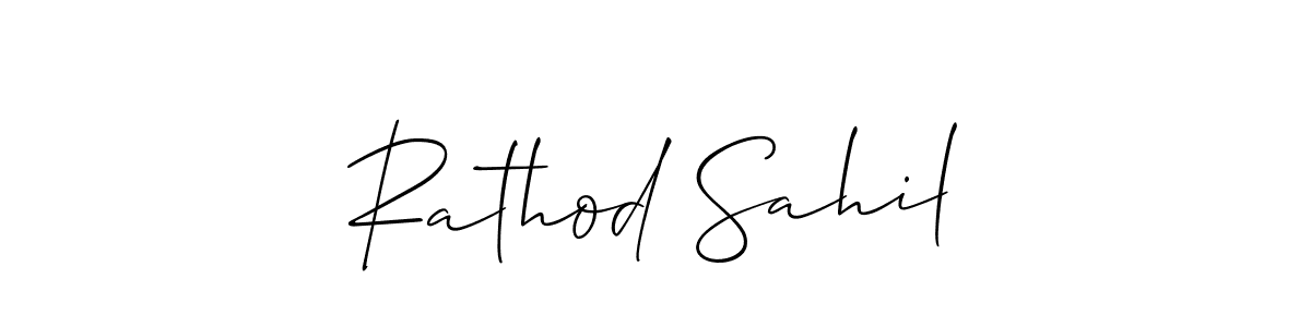 Allison_Script is a professional signature style that is perfect for those who want to add a touch of class to their signature. It is also a great choice for those who want to make their signature more unique. Get Rathod Sahil name to fancy signature for free. Rathod Sahil signature style 2 images and pictures png