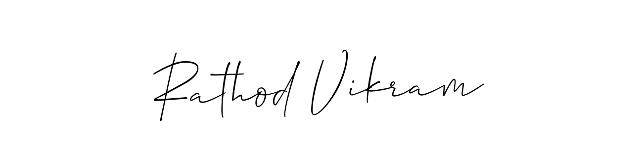 Make a short Rathod Vikram signature style. Manage your documents anywhere anytime using Allison_Script. Create and add eSignatures, submit forms, share and send files easily. Rathod Vikram signature style 2 images and pictures png