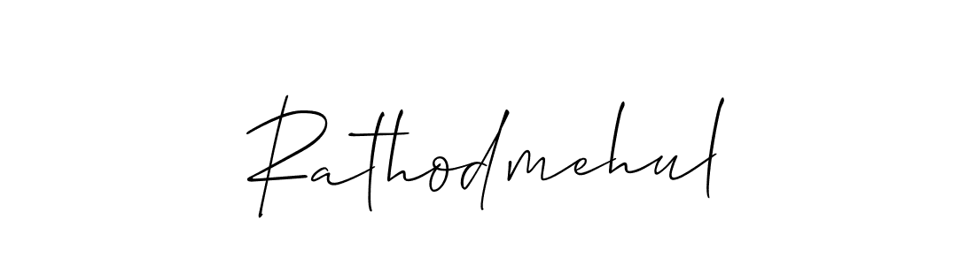 How to make Rathodmehul name signature. Use Allison_Script style for creating short signs online. This is the latest handwritten sign. Rathodmehul signature style 2 images and pictures png
