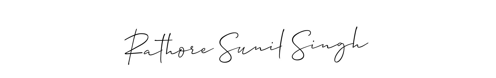 Make a short Rathore Sunil Singh signature style. Manage your documents anywhere anytime using Allison_Script. Create and add eSignatures, submit forms, share and send files easily. Rathore Sunil Singh signature style 2 images and pictures png