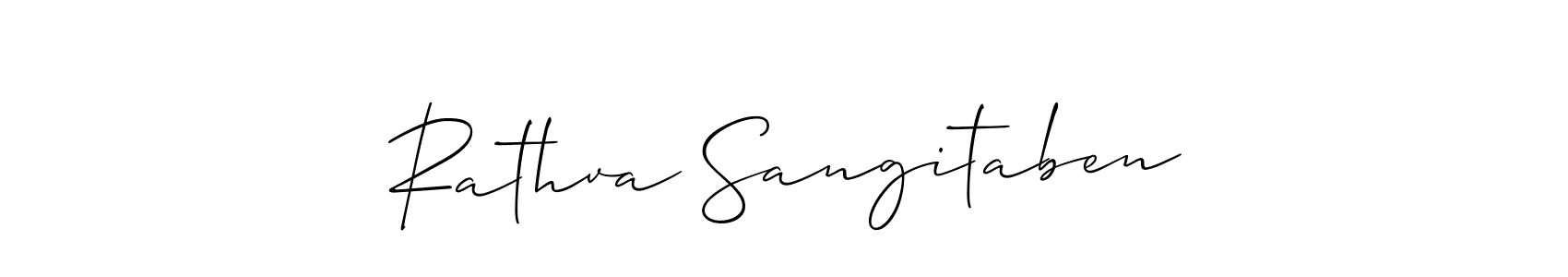 Also You can easily find your signature by using the search form. We will create Rathva Sangitaben name handwritten signature images for you free of cost using Allison_Script sign style. Rathva Sangitaben signature style 2 images and pictures png