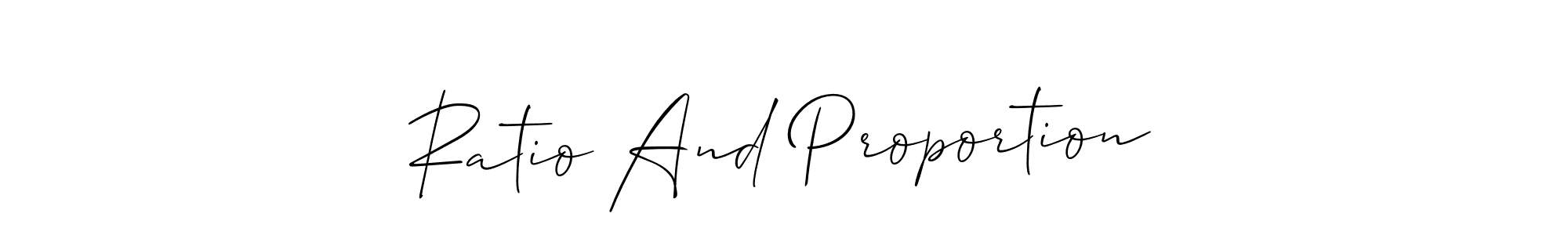 The best way (Allison_Script) to make a short signature is to pick only two or three words in your name. The name Ratio And Proportion include a total of six letters. For converting this name. Ratio And Proportion signature style 2 images and pictures png