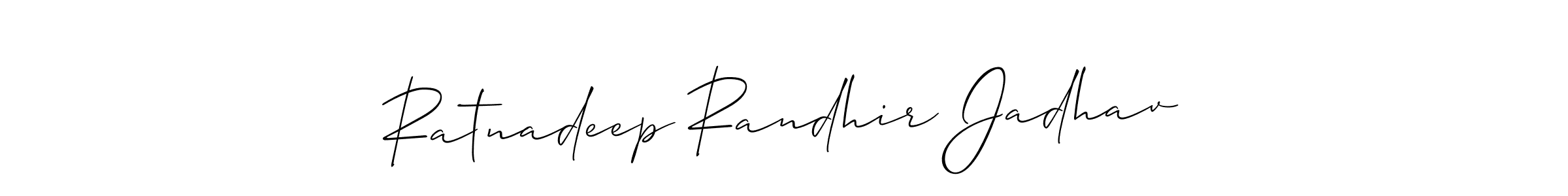 Also You can easily find your signature by using the search form. We will create Ratnadeep Randhir Jadhav name handwritten signature images for you free of cost using Allison_Script sign style. Ratnadeep Randhir Jadhav signature style 2 images and pictures png