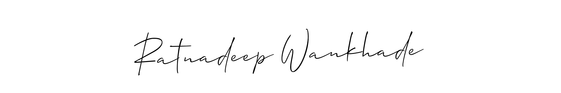 The best way (Allison_Script) to make a short signature is to pick only two or three words in your name. The name Ratnadeep Wankhade include a total of six letters. For converting this name. Ratnadeep Wankhade signature style 2 images and pictures png