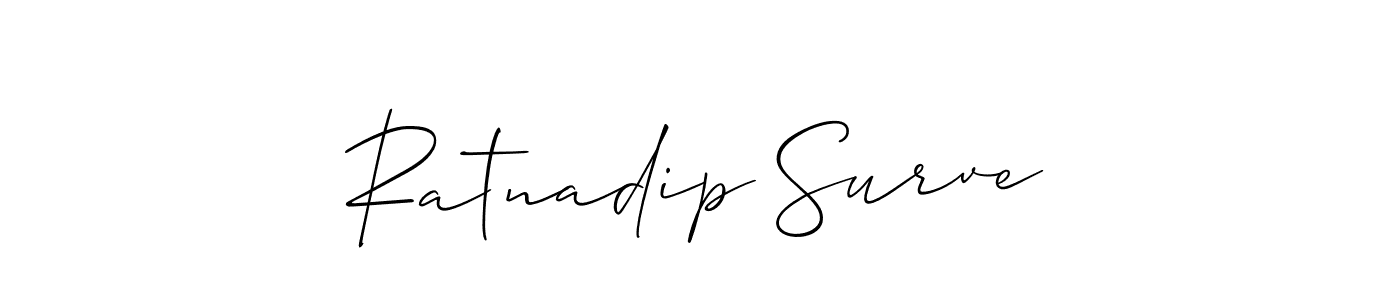 Allison_Script is a professional signature style that is perfect for those who want to add a touch of class to their signature. It is also a great choice for those who want to make their signature more unique. Get Ratnadip Surve name to fancy signature for free. Ratnadip Surve signature style 2 images and pictures png