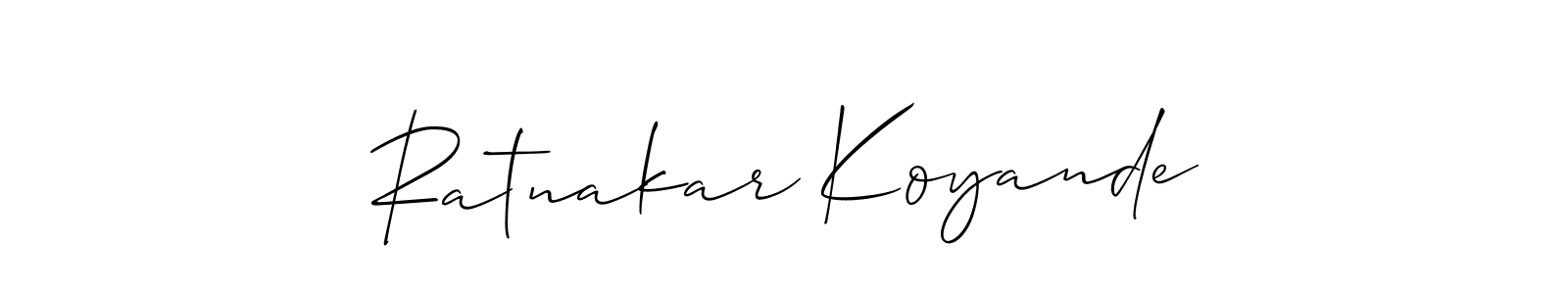 You should practise on your own different ways (Allison_Script) to write your name (Ratnakar Koyande) in signature. don't let someone else do it for you. Ratnakar Koyande signature style 2 images and pictures png