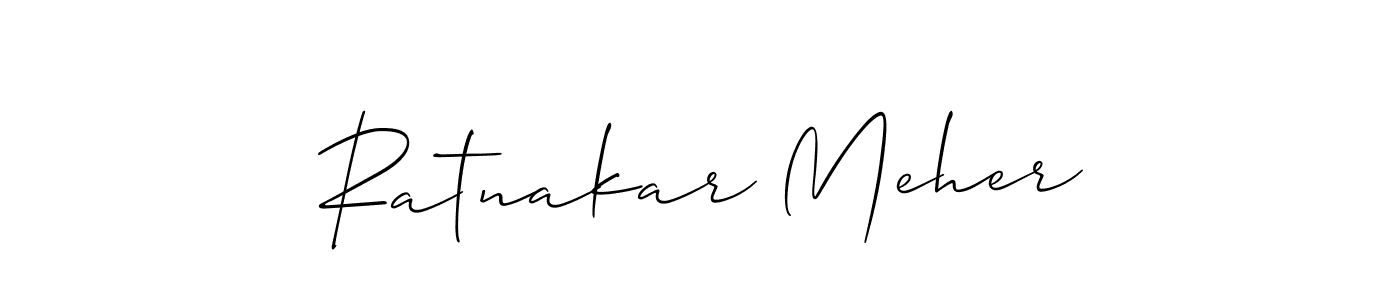 Use a signature maker to create a handwritten signature online. With this signature software, you can design (Allison_Script) your own signature for name Ratnakar Meher. Ratnakar Meher signature style 2 images and pictures png