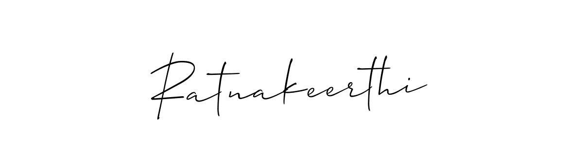 Allison_Script is a professional signature style that is perfect for those who want to add a touch of class to their signature. It is also a great choice for those who want to make their signature more unique. Get Ratnakeerthi name to fancy signature for free. Ratnakeerthi signature style 2 images and pictures png