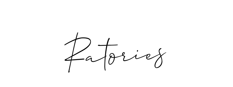 Use a signature maker to create a handwritten signature online. With this signature software, you can design (Allison_Script) your own signature for name Ratories. Ratories signature style 2 images and pictures png