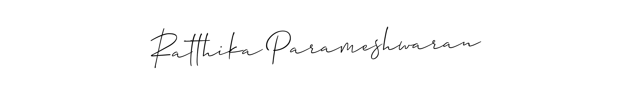 Make a short Ratthika Parameshwaran signature style. Manage your documents anywhere anytime using Allison_Script. Create and add eSignatures, submit forms, share and send files easily. Ratthika Parameshwaran signature style 2 images and pictures png