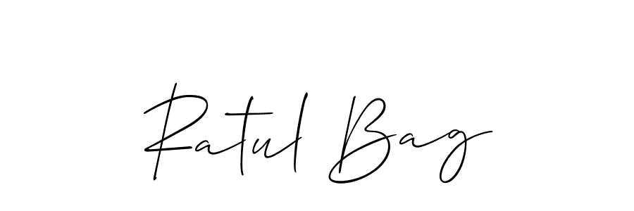 Allison_Script is a professional signature style that is perfect for those who want to add a touch of class to their signature. It is also a great choice for those who want to make their signature more unique. Get Ratul Bag name to fancy signature for free. Ratul Bag signature style 2 images and pictures png