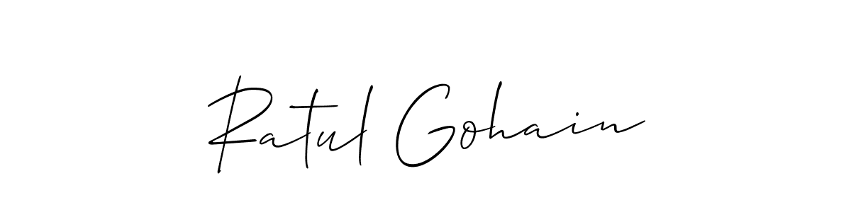 It looks lik you need a new signature style for name Ratul Gohain. Design unique handwritten (Allison_Script) signature with our free signature maker in just a few clicks. Ratul Gohain signature style 2 images and pictures png