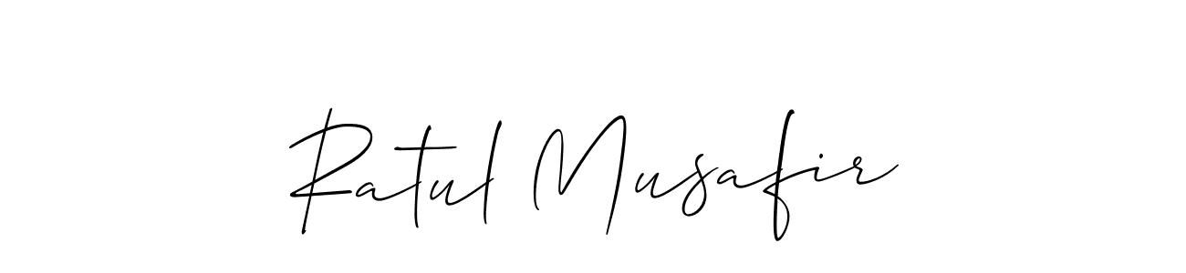 You should practise on your own different ways (Allison_Script) to write your name (Ratul Musafir) in signature. don't let someone else do it for you. Ratul Musafir signature style 2 images and pictures png