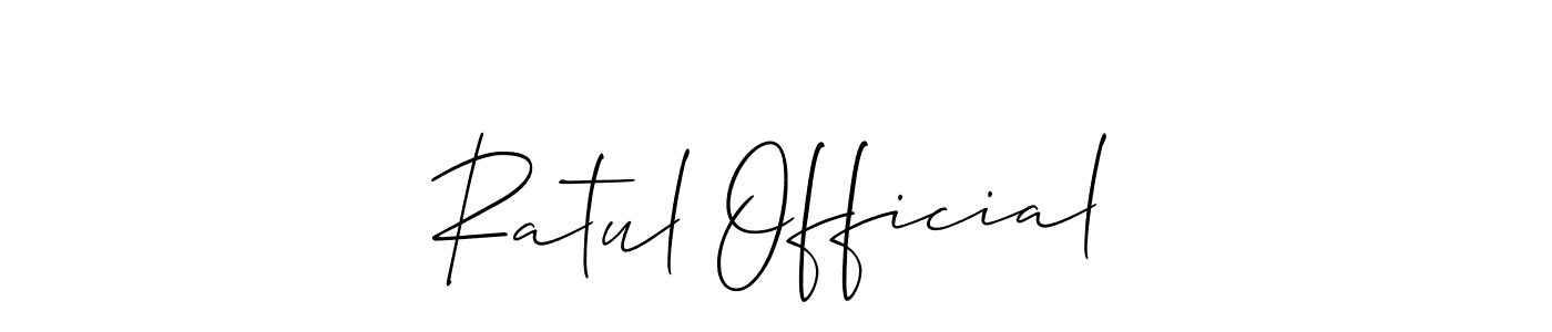 It looks lik you need a new signature style for name Ratul Official. Design unique handwritten (Allison_Script) signature with our free signature maker in just a few clicks. Ratul Official signature style 2 images and pictures png