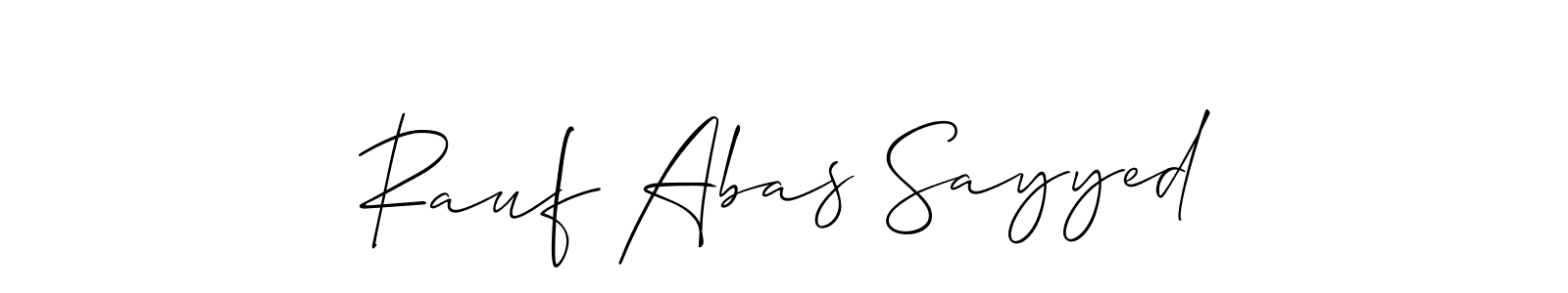 Make a beautiful signature design for name Rauf Abas Sayyed. With this signature (Allison_Script) style, you can create a handwritten signature for free. Rauf Abas Sayyed signature style 2 images and pictures png