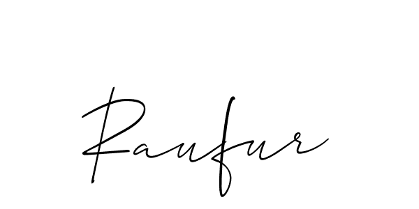 The best way (Allison_Script) to make a short signature is to pick only two or three words in your name. The name Raufur include a total of six letters. For converting this name. Raufur signature style 2 images and pictures png