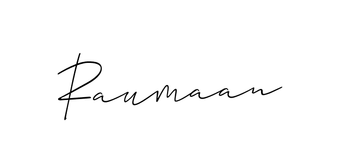 Use a signature maker to create a handwritten signature online. With this signature software, you can design (Allison_Script) your own signature for name Raumaan. Raumaan signature style 2 images and pictures png