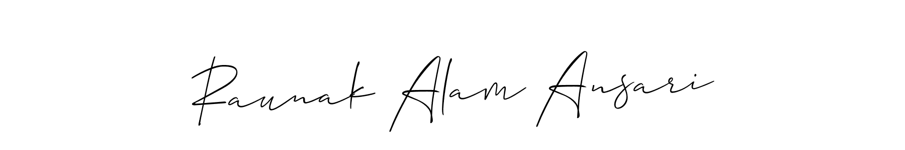 Make a beautiful signature design for name Raunak Alam Ansari. With this signature (Allison_Script) style, you can create a handwritten signature for free. Raunak Alam Ansari signature style 2 images and pictures png
