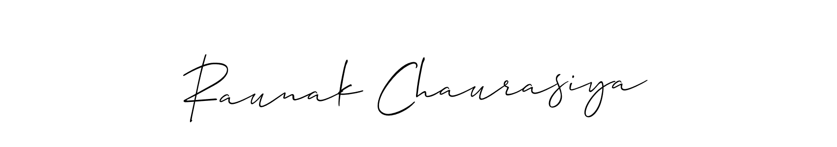 Make a beautiful signature design for name Raunak Chaurasiya. With this signature (Allison_Script) style, you can create a handwritten signature for free. Raunak Chaurasiya signature style 2 images and pictures png