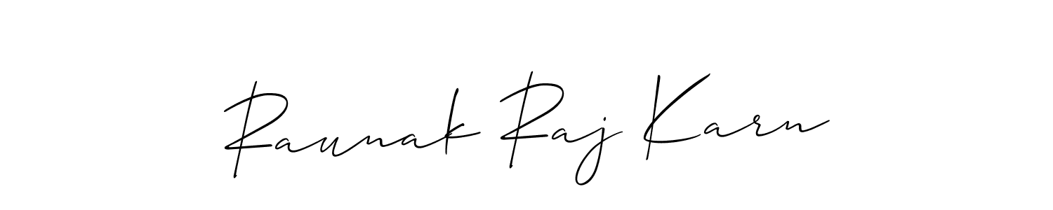 Also we have Raunak Raj Karn name is the best signature style. Create professional handwritten signature collection using Allison_Script autograph style. Raunak Raj Karn signature style 2 images and pictures png