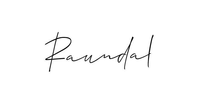 Use a signature maker to create a handwritten signature online. With this signature software, you can design (Allison_Script) your own signature for name Raundal. Raundal signature style 2 images and pictures png