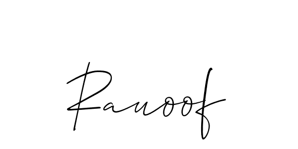 if you are searching for the best signature style for your name Rauoof. so please give up your signature search. here we have designed multiple signature styles  using Allison_Script. Rauoof signature style 2 images and pictures png