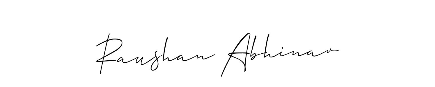 You should practise on your own different ways (Allison_Script) to write your name (Raushan Abhinav) in signature. don't let someone else do it for you. Raushan Abhinav signature style 2 images and pictures png