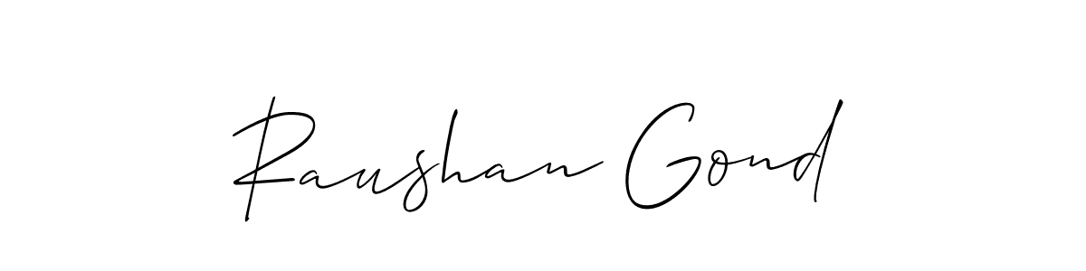 How to make Raushan Gond name signature. Use Allison_Script style for creating short signs online. This is the latest handwritten sign. Raushan Gond signature style 2 images and pictures png