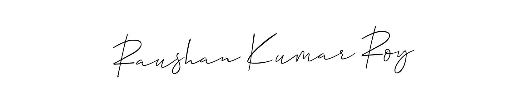 Make a short Raushan Kumar Roy signature style. Manage your documents anywhere anytime using Allison_Script. Create and add eSignatures, submit forms, share and send files easily. Raushan Kumar Roy signature style 2 images and pictures png