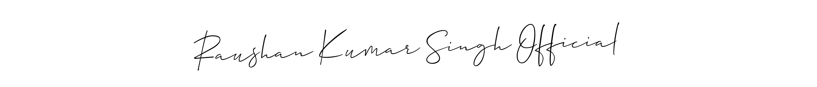 Design your own signature with our free online signature maker. With this signature software, you can create a handwritten (Allison_Script) signature for name Raushan Kumar Singh Official. Raushan Kumar Singh Official signature style 2 images and pictures png