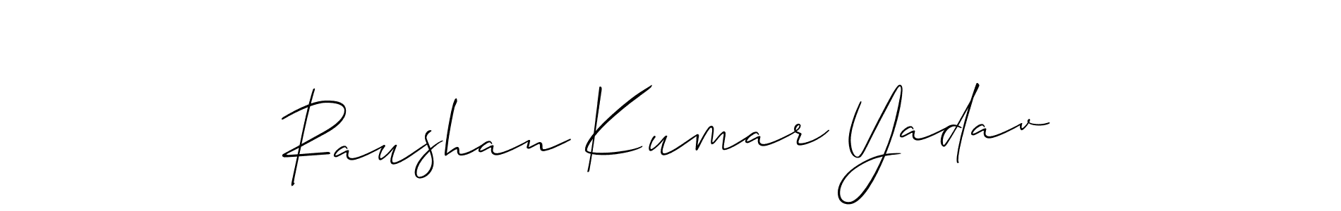 The best way (Allison_Script) to make a short signature is to pick only two or three words in your name. The name Raushan Kumar Yadav include a total of six letters. For converting this name. Raushan Kumar Yadav signature style 2 images and pictures png