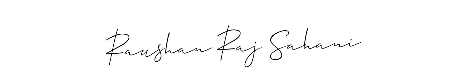 This is the best signature style for the Raushan Raj Sahani name. Also you like these signature font (Allison_Script). Mix name signature. Raushan Raj Sahani signature style 2 images and pictures png