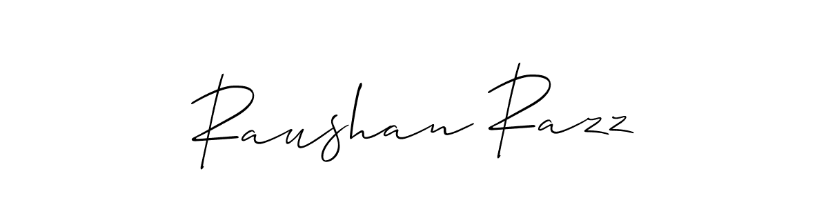 How to make Raushan Razz name signature. Use Allison_Script style for creating short signs online. This is the latest handwritten sign. Raushan Razz signature style 2 images and pictures png