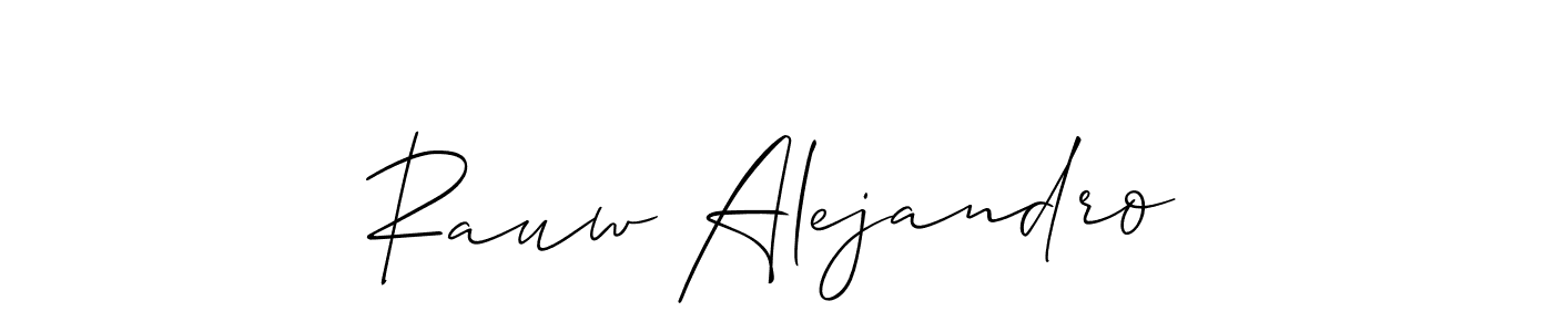 The best way (Allison_Script) to make a short signature is to pick only two or three words in your name. The name Rauw Alejandro include a total of six letters. For converting this name. Rauw Alejandro signature style 2 images and pictures png