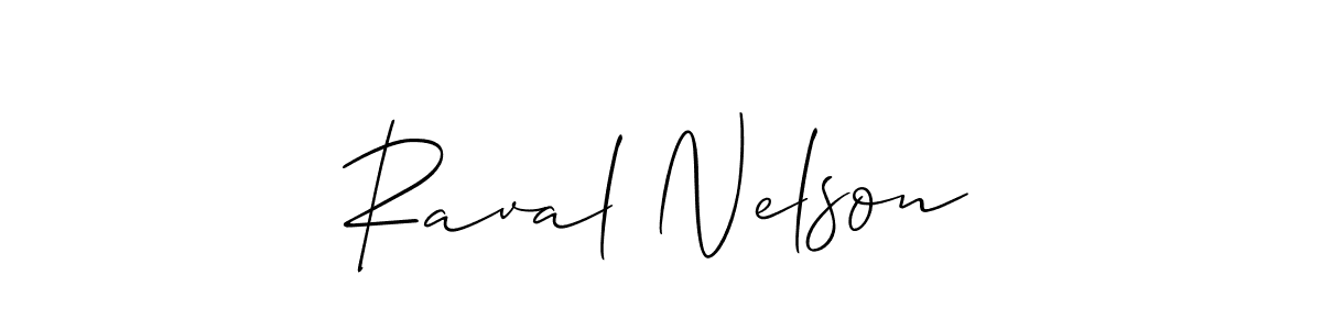 The best way (Allison_Script) to make a short signature is to pick only two or three words in your name. The name Raval Nelson include a total of six letters. For converting this name. Raval Nelson signature style 2 images and pictures png