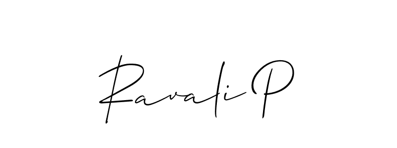 You can use this online signature creator to create a handwritten signature for the name Ravali P. This is the best online autograph maker. Ravali P signature style 2 images and pictures png