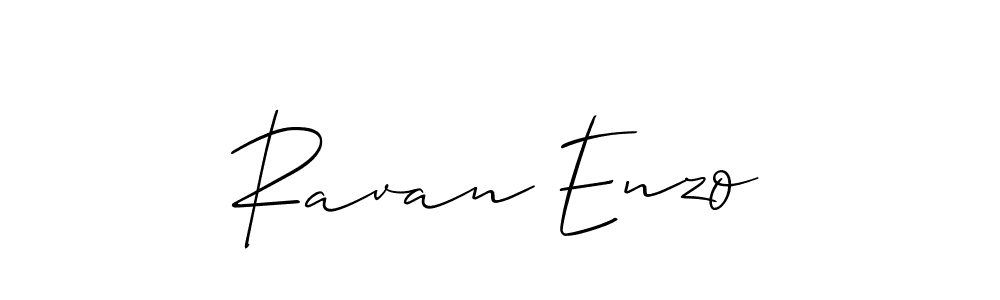 if you are searching for the best signature style for your name Ravan Enzo. so please give up your signature search. here we have designed multiple signature styles  using Allison_Script. Ravan Enzo signature style 2 images and pictures png