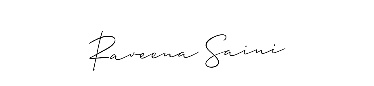How to make Raveena Saini signature? Allison_Script is a professional autograph style. Create handwritten signature for Raveena Saini name. Raveena Saini signature style 2 images and pictures png