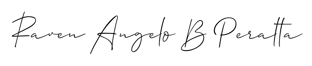 A stylish, flowing autograph style designed for name Raven Angelo B Peralta using Allison_Script typography. Perfect for digital creative projects. Raven Angelo B Peralta signature style 2 images and pictures png