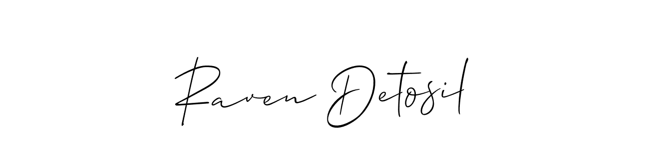 Use a signature maker to create a handwritten signature online. With this signature software, you can design (Allison_Script) your own signature for name Raven Detosil. Raven Detosil signature style 2 images and pictures png