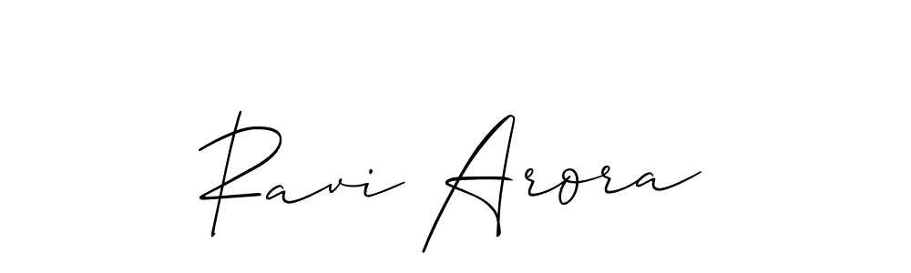 How to make Ravi Arora name signature. Use Allison_Script style for creating short signs online. This is the latest handwritten sign. Ravi Arora signature style 2 images and pictures png