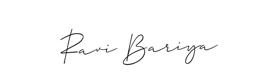How to make Ravi Bariya name signature. Use Allison_Script style for creating short signs online. This is the latest handwritten sign. Ravi Bariya signature style 2 images and pictures png