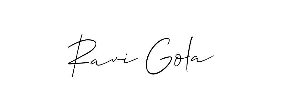 if you are searching for the best signature style for your name Ravi Gola. so please give up your signature search. here we have designed multiple signature styles  using Allison_Script. Ravi Gola signature style 2 images and pictures png