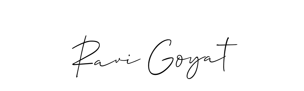 if you are searching for the best signature style for your name Ravi Goyat. so please give up your signature search. here we have designed multiple signature styles  using Allison_Script. Ravi Goyat signature style 2 images and pictures png