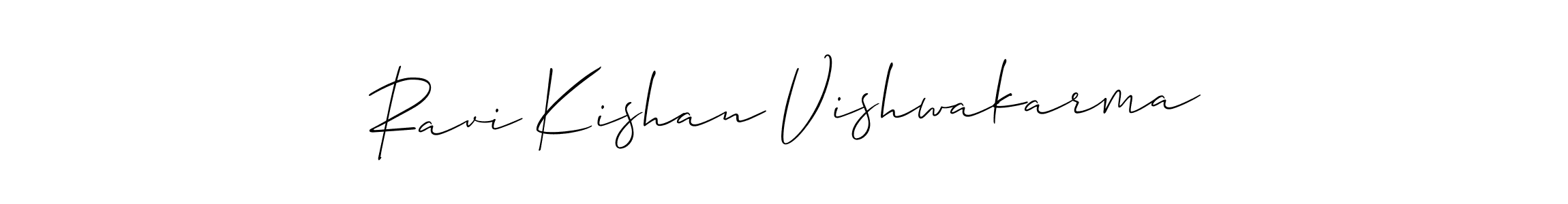 The best way (Allison_Script) to make a short signature is to pick only two or three words in your name. The name Ravi Kishan Vishwakarma include a total of six letters. For converting this name. Ravi Kishan Vishwakarma signature style 2 images and pictures png